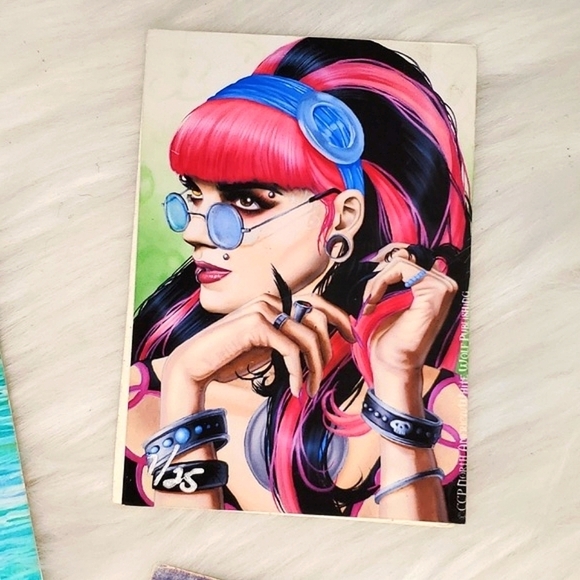Y2K Miniature Art Prints Punk Rock Woman Mermaids Numbered Hand Signed 2010 - Picture 4 of 12